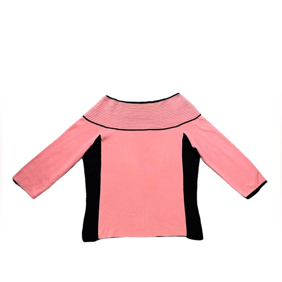 Fitted ribbed black & pink top - Picture 2 of 3